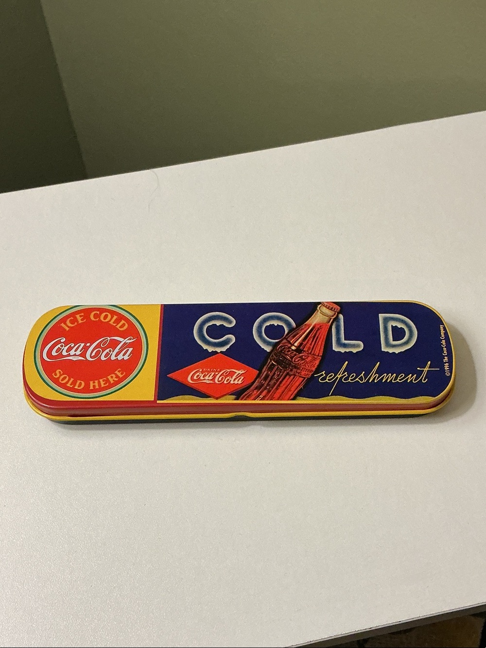 Coca Cola Cold Refreshment Ink Pen with Tin Case 1996 Needs Refill
